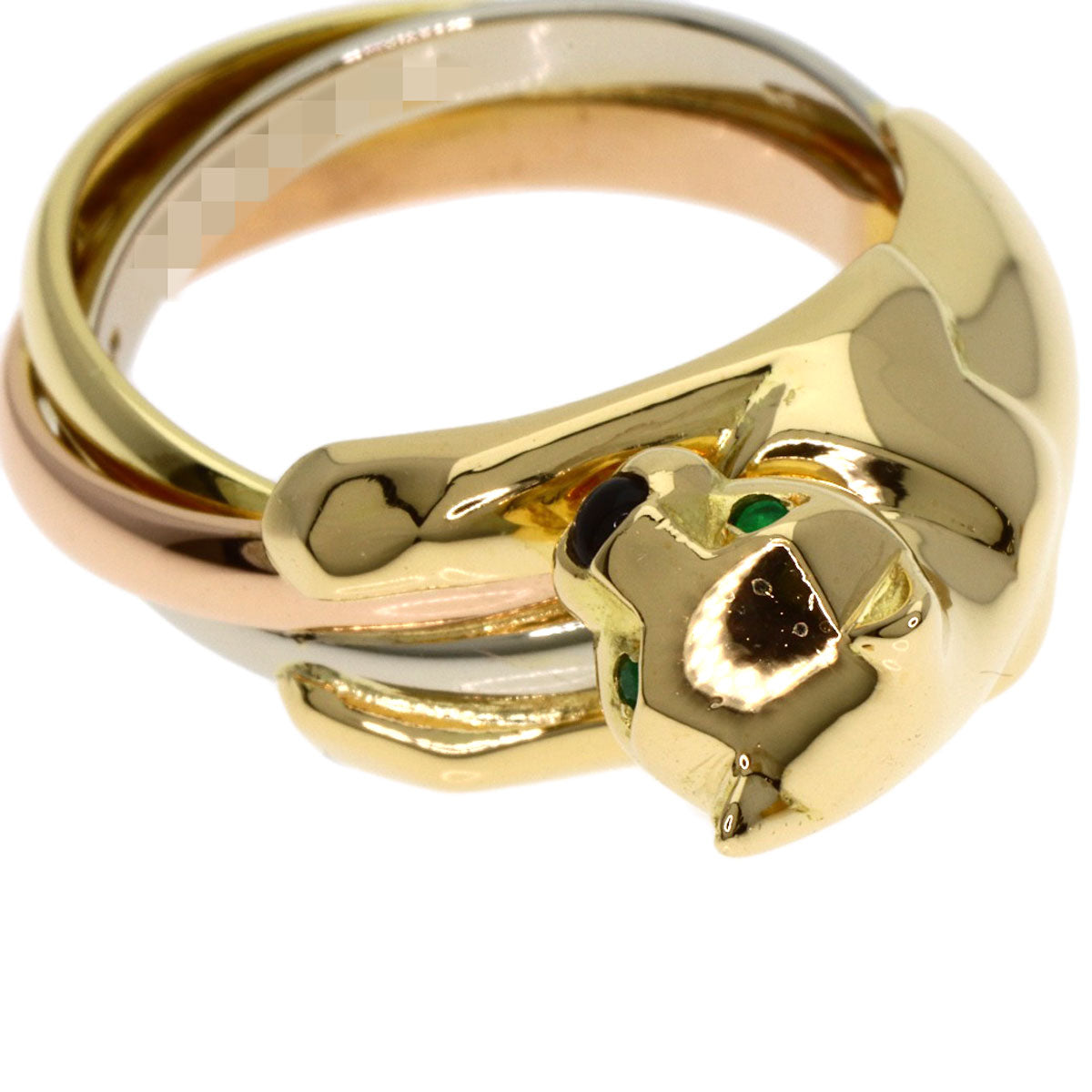 CARTIER PANTHERE Tsavorite Garnet Onyx Ring K18 Yellow Gold Ladies [Used]