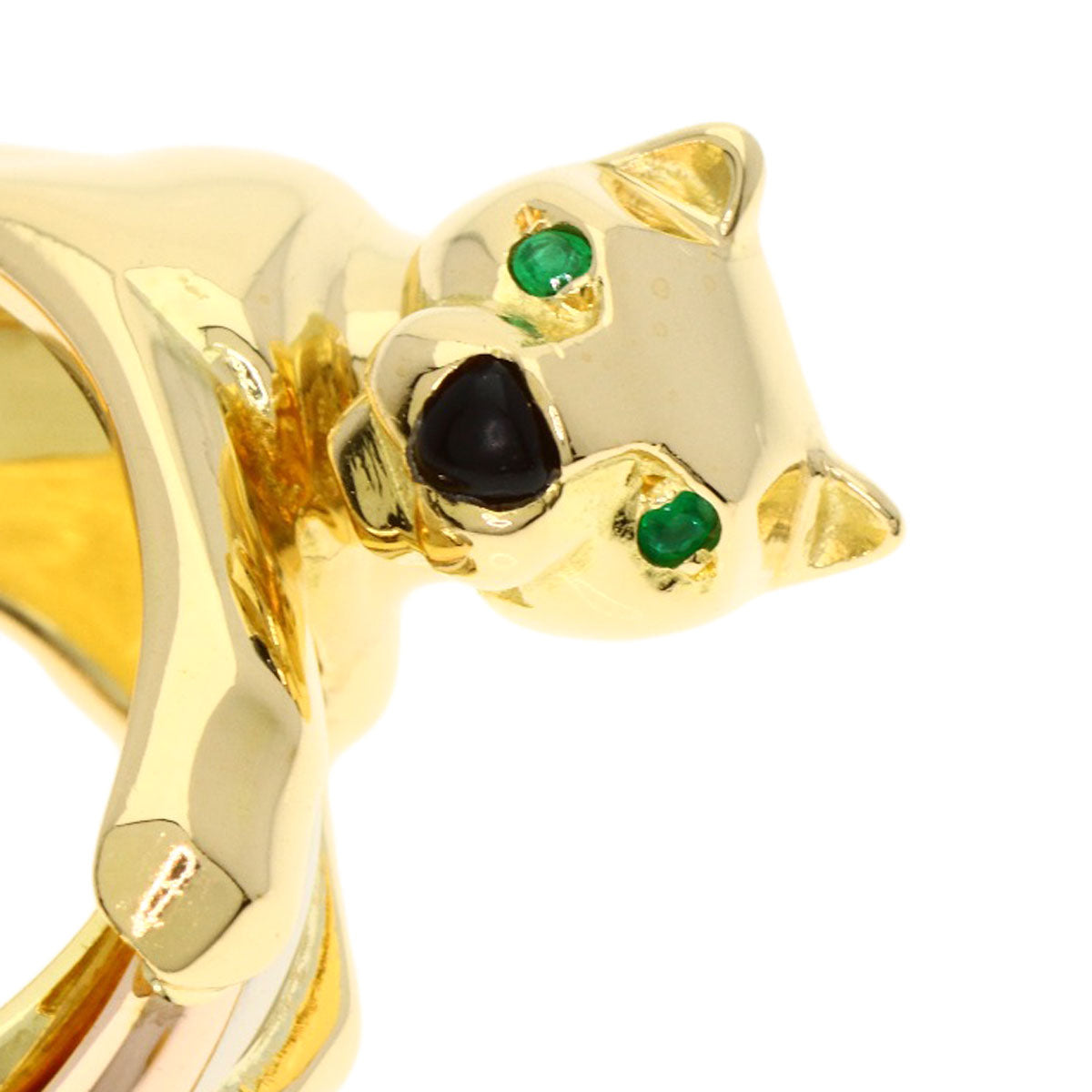 CARTIER PANTHERE Tsavorite Garnet Onyx Ring K18 Yellow Gold Ladies [Used]