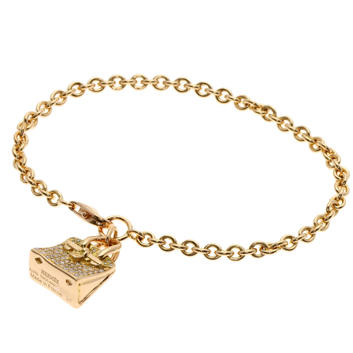 HERMES Amulet Birkin Diamond Bracelet K18 Pink Gold Ladies [Used]
