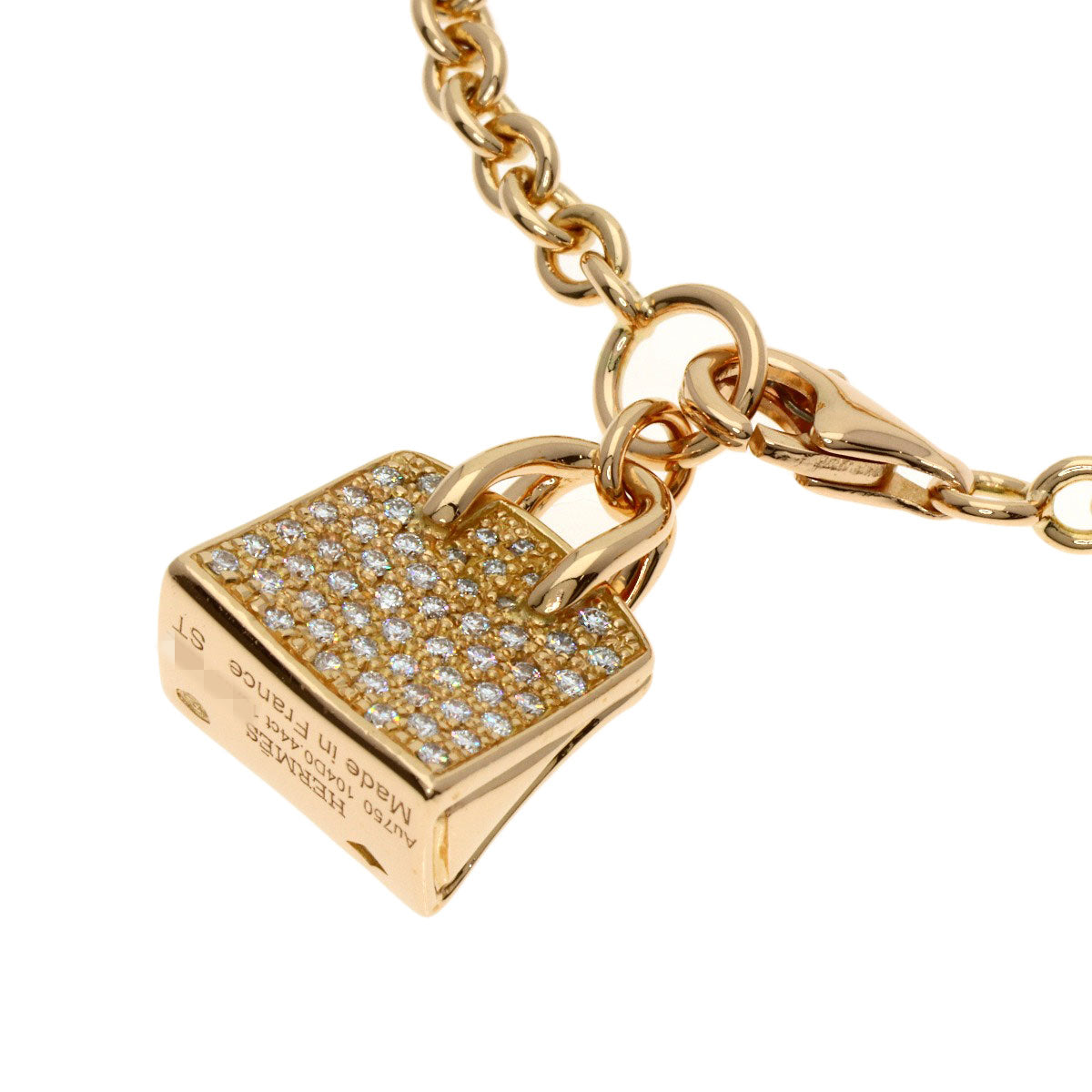 HERMES Amulet Birkin Diamond Bracelet K18 Pink Gold Ladies [Used]
