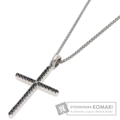 Damiani Cross Black Diamond 1P Diamond Necklace K18 White Gold Ladies [Used]