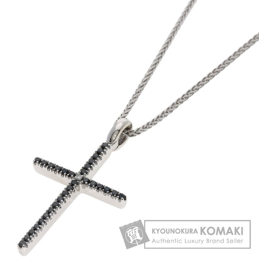Damiani Cross Black Diamond 1P Diamond Necklace K18 White Gold Ladies [Used]