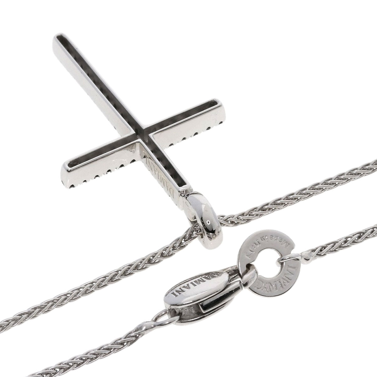 Damiani Cross Black Diamond 1P Diamond Necklace K18 White Gold Ladies [Used]