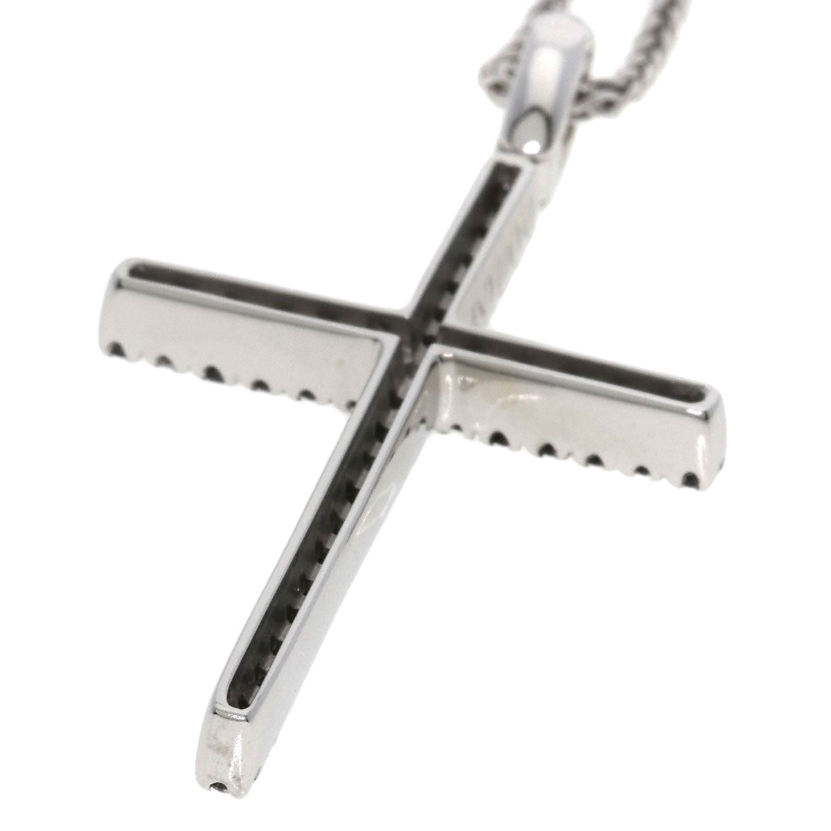 Damiani Cross Black Diamond 1P Diamond Necklace K18 White Gold Ladies [Used]