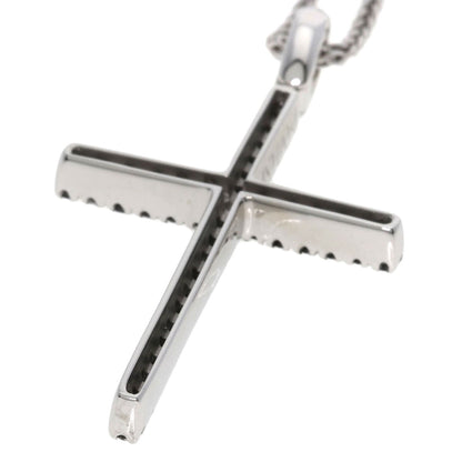 Damiani Cross Black Diamond 1P Diamond Necklace K18 White Gold Ladies [Used]