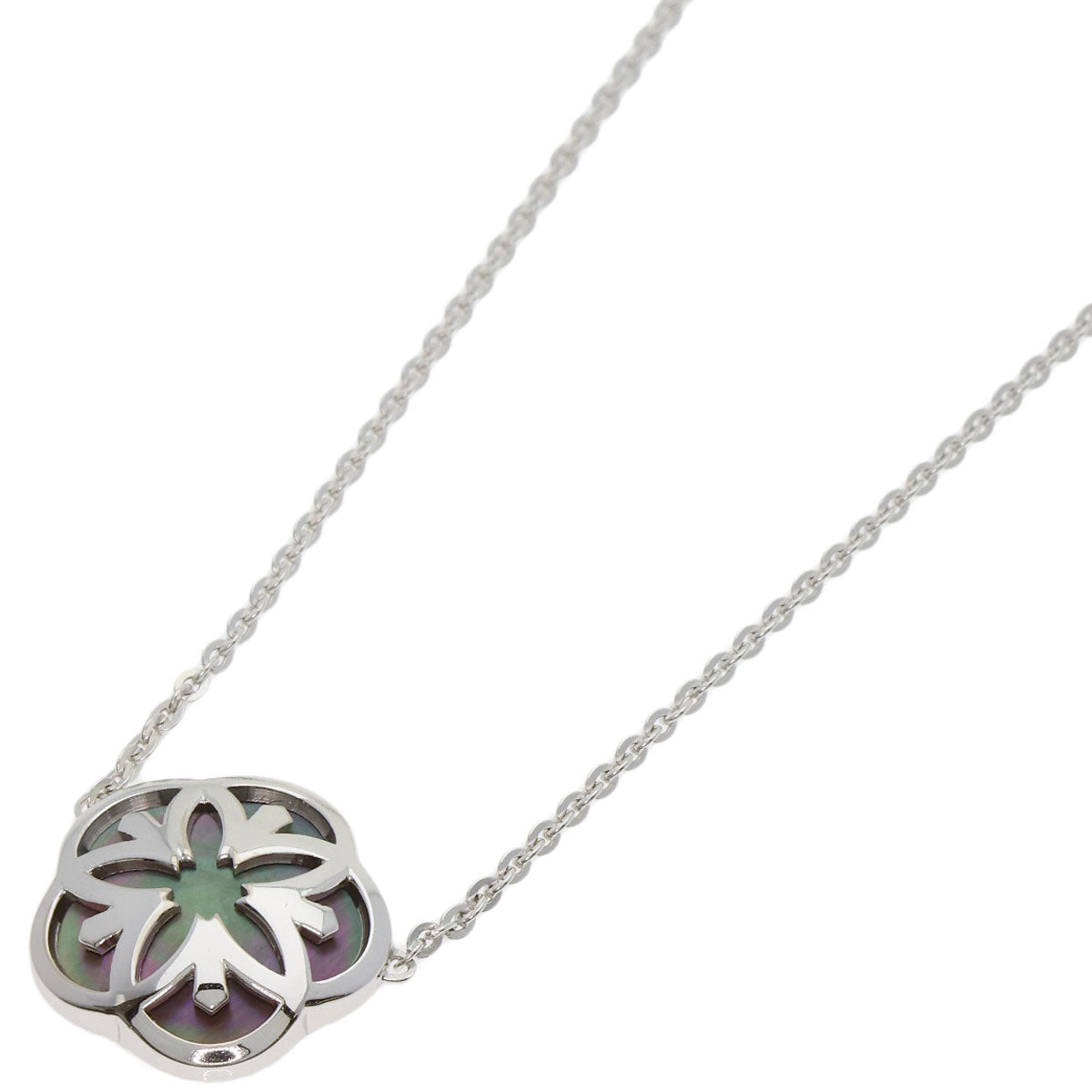 OMEGA Omega Mania Flower Shell Necklace K18 White Gold Ladies [Used]