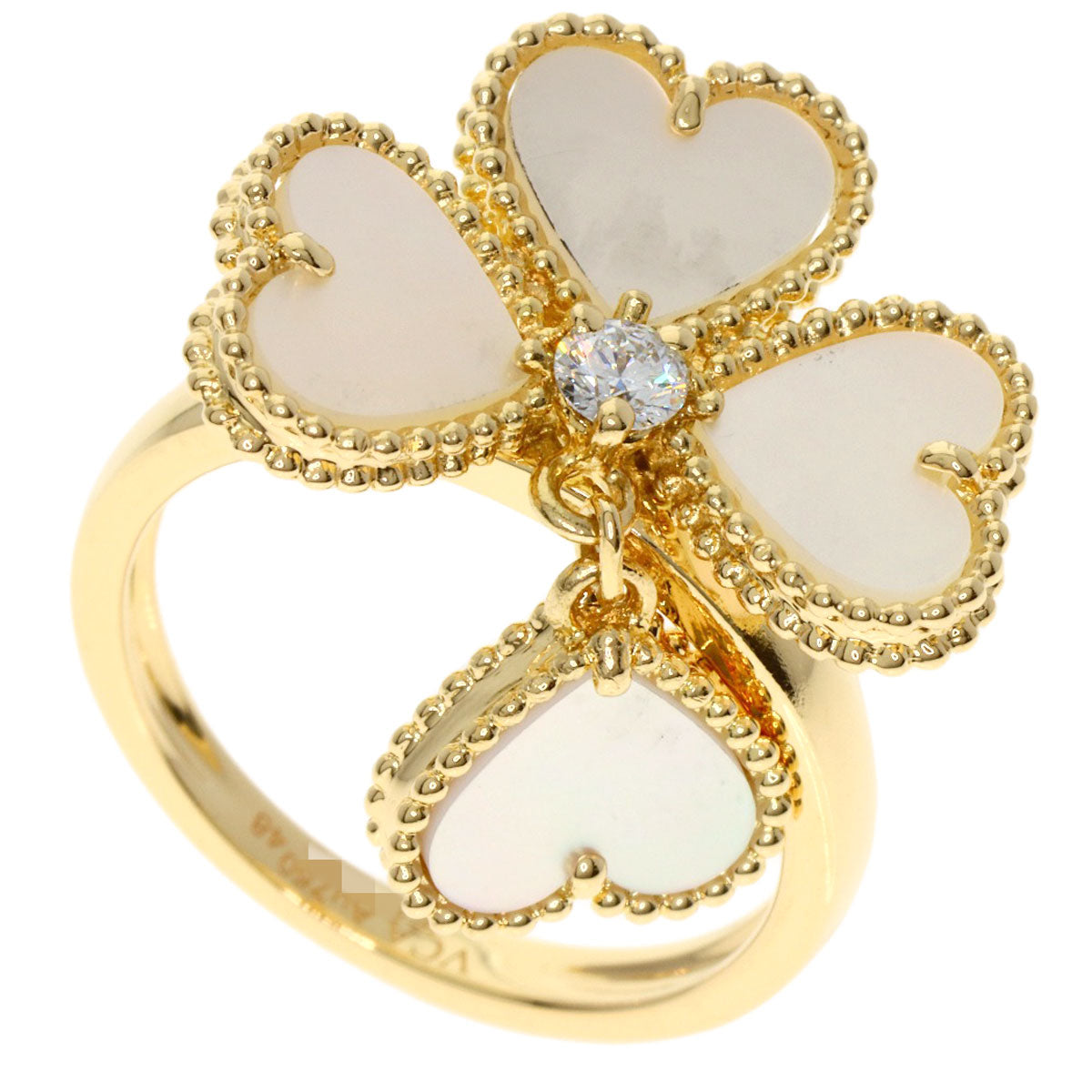 Van Cleef & Arpels Sweetheart F Yearage Shell Diamond #48 Ring K18 Yellow Gold Ladies [Used]
