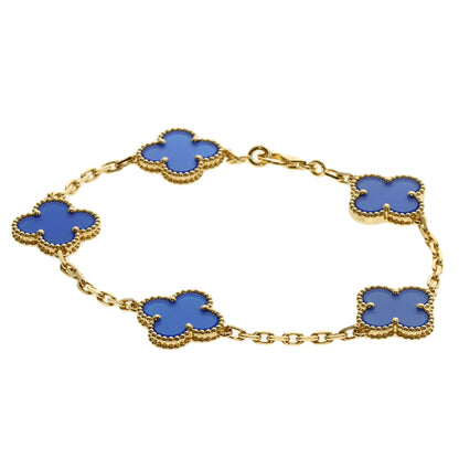Van Cleef & Arpels Vintage Alhambra 5P Agate Bracelet K18 Yellow Gold Ladies [Used]