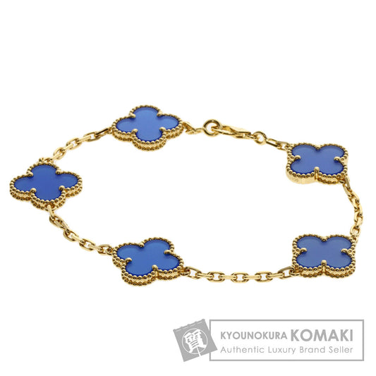 Van Cleef & Arpels Vintage Alhambra 5P Agate Bracelet K18 Yellow Gold Ladies [Used]