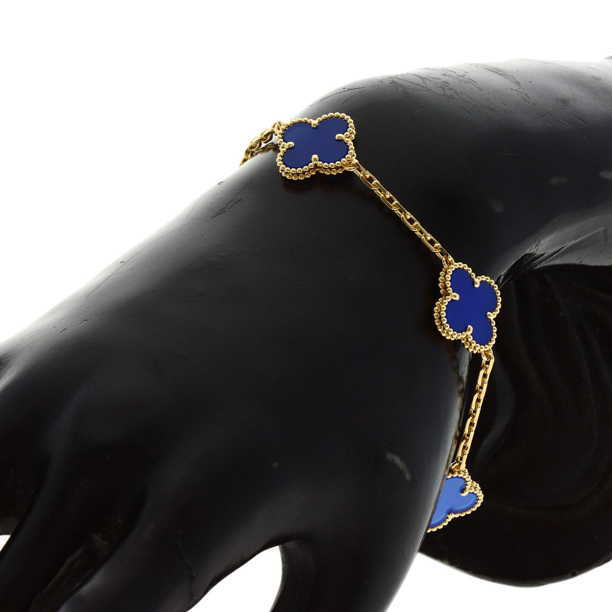 Van Cleef & Arpels Vintage Alhambra 5P Agate Bracelet K18 Yellow Gold Ladies [Used]