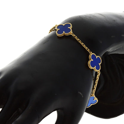 Van Cleef & Arpels Vintage Alhambra 5P Agate Bracelet K18 Yellow Gold Ladies [Used]