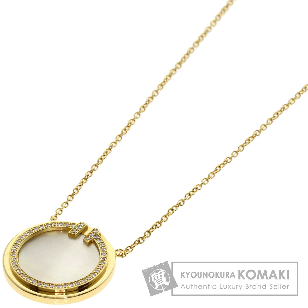 TIFFANY&Co. T TWO Shell Diamond Necklace K18 Yellow Gold Ladies [Used]