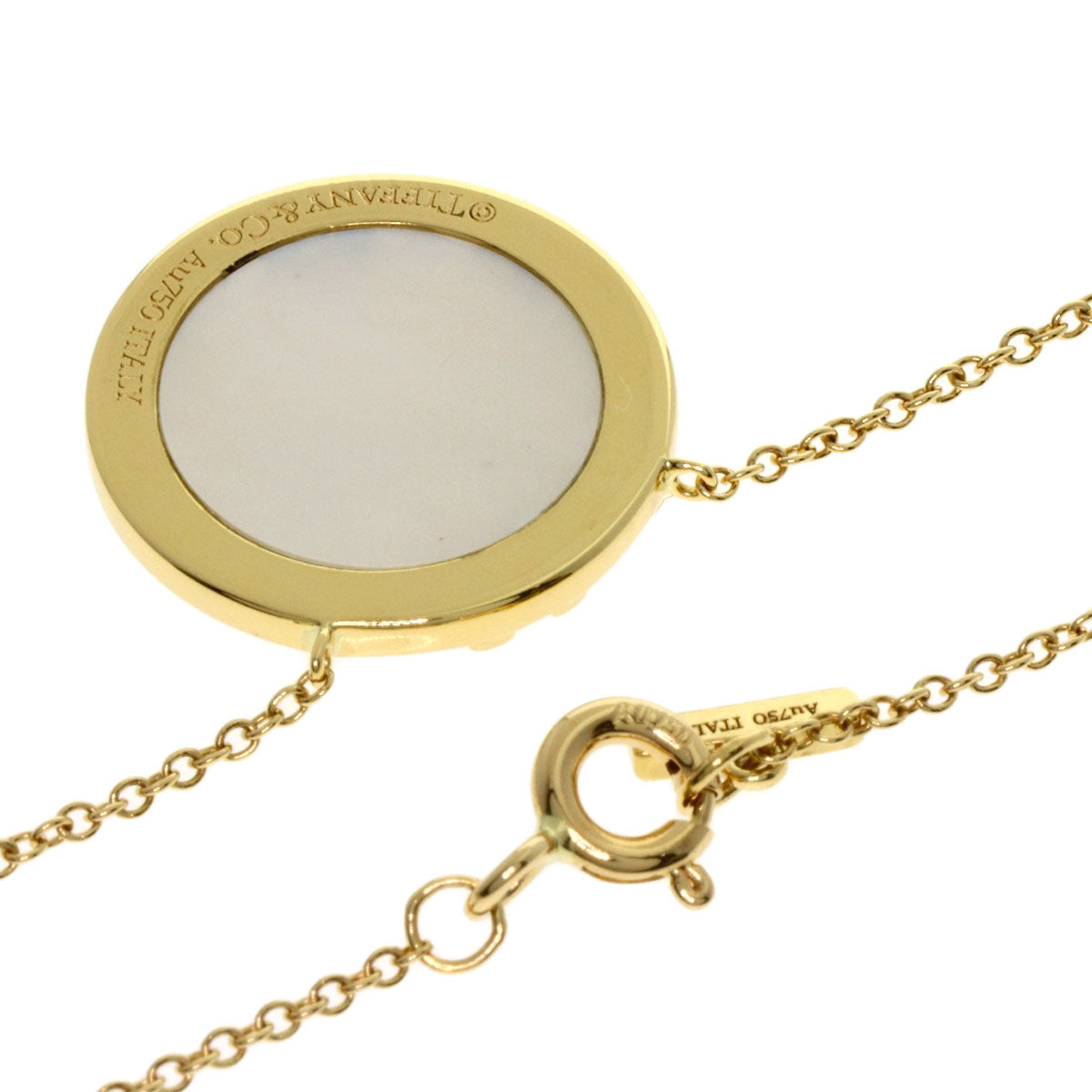 TIFFANY&Co. T TWO Shell Diamond Necklace K18 Yellow Gold Ladies [Used]