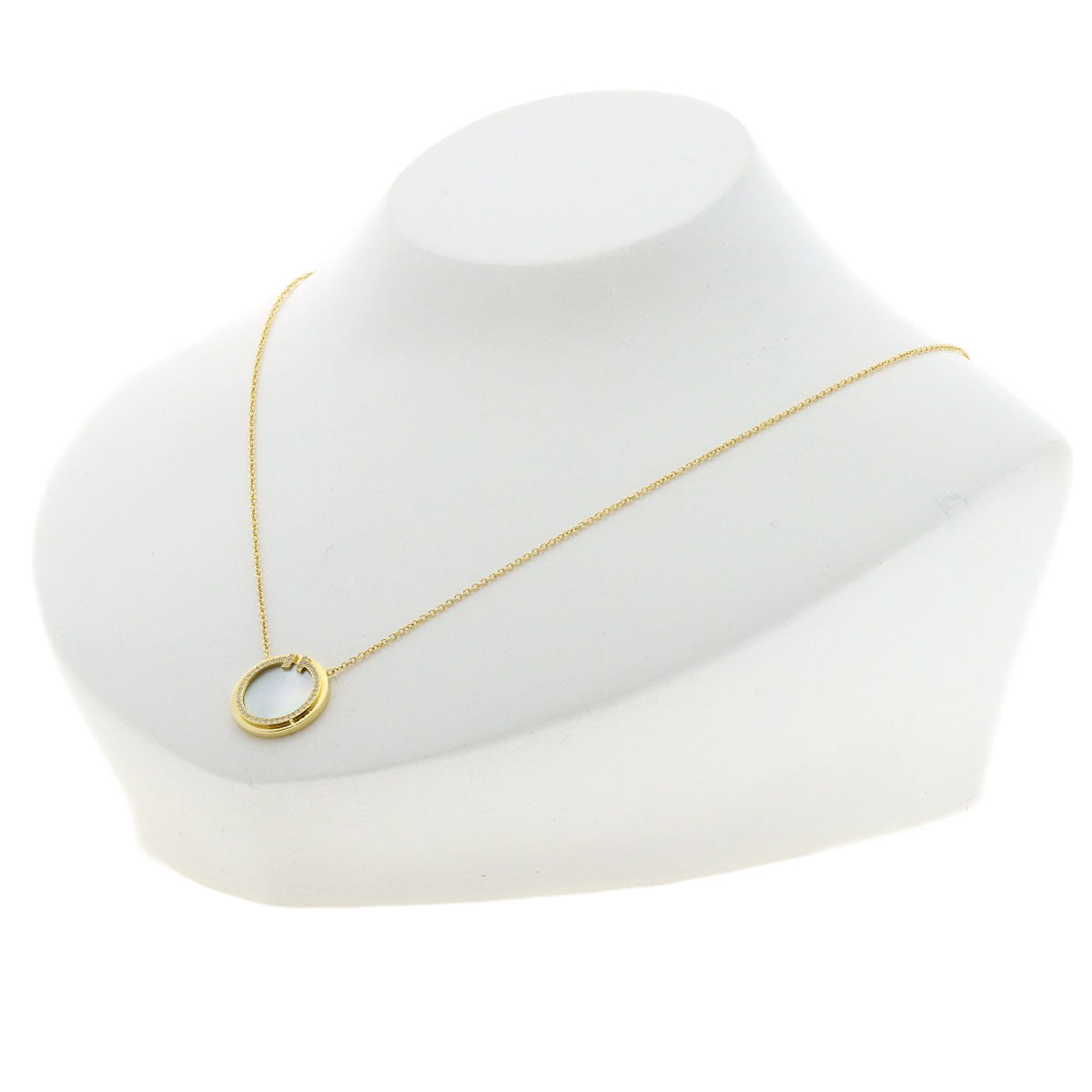 TIFFANY&Co. T TWO Shell Diamond Necklace K18 Yellow Gold Ladies [Used]