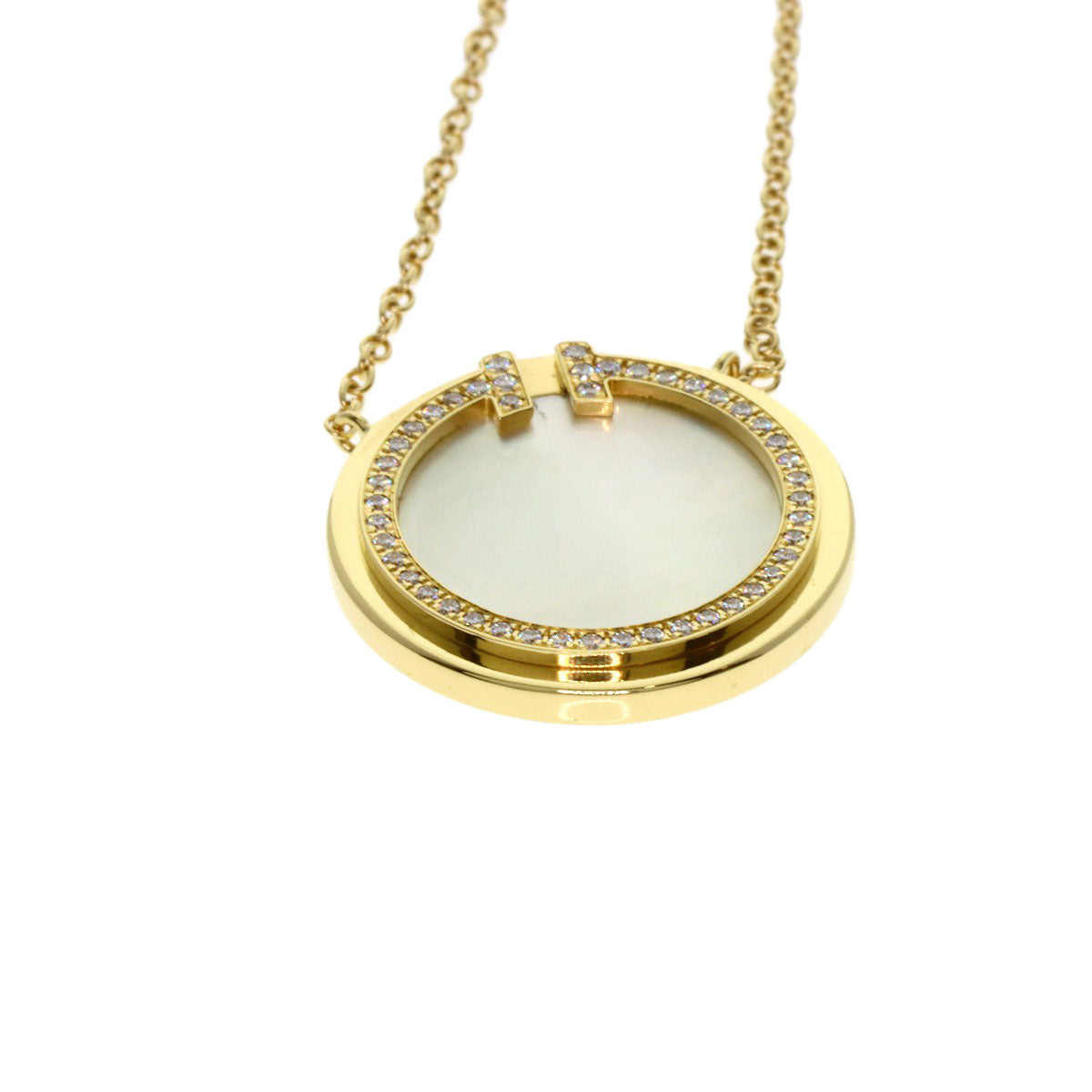 TIFFANY&Co. T TWO Shell Diamond Necklace K18 Yellow Gold Ladies [Used]