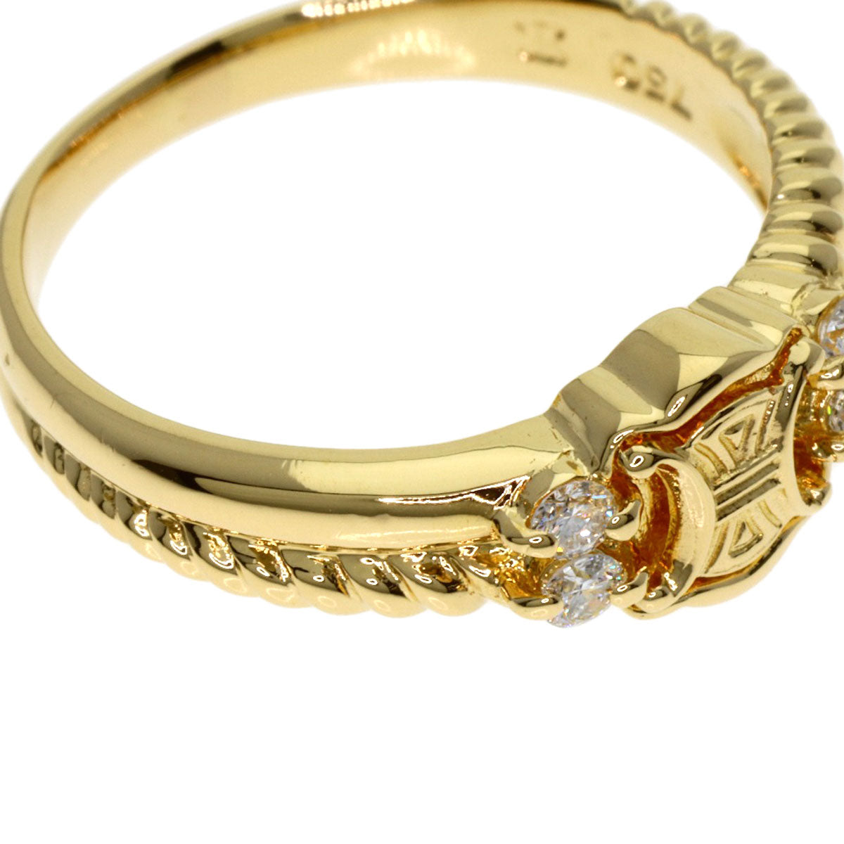 CELINE Macadam Diamond Ring K18 Yellow Gold Ladies [Used]