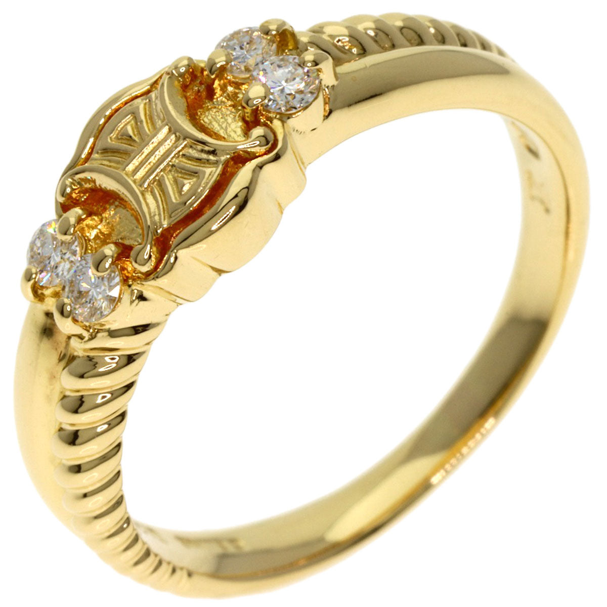 CELINE Macadam Diamond Ring K18 Yellow Gold Ladies [Used]