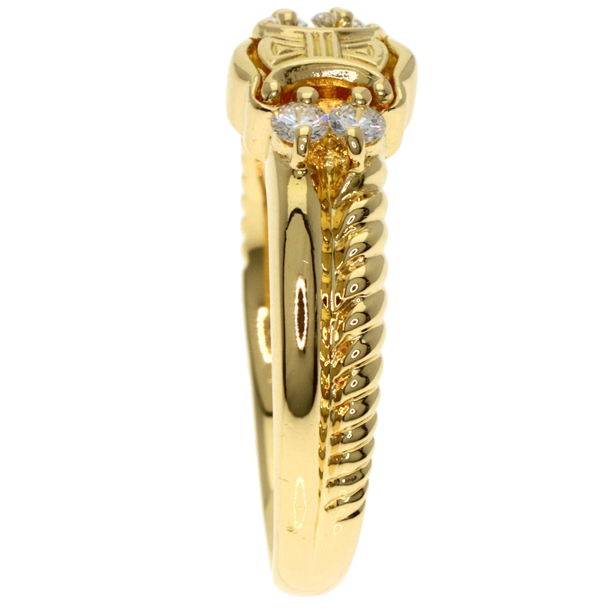 CELINE Macadam Diamond Ring K18 Yellow Gold Ladies [Used]