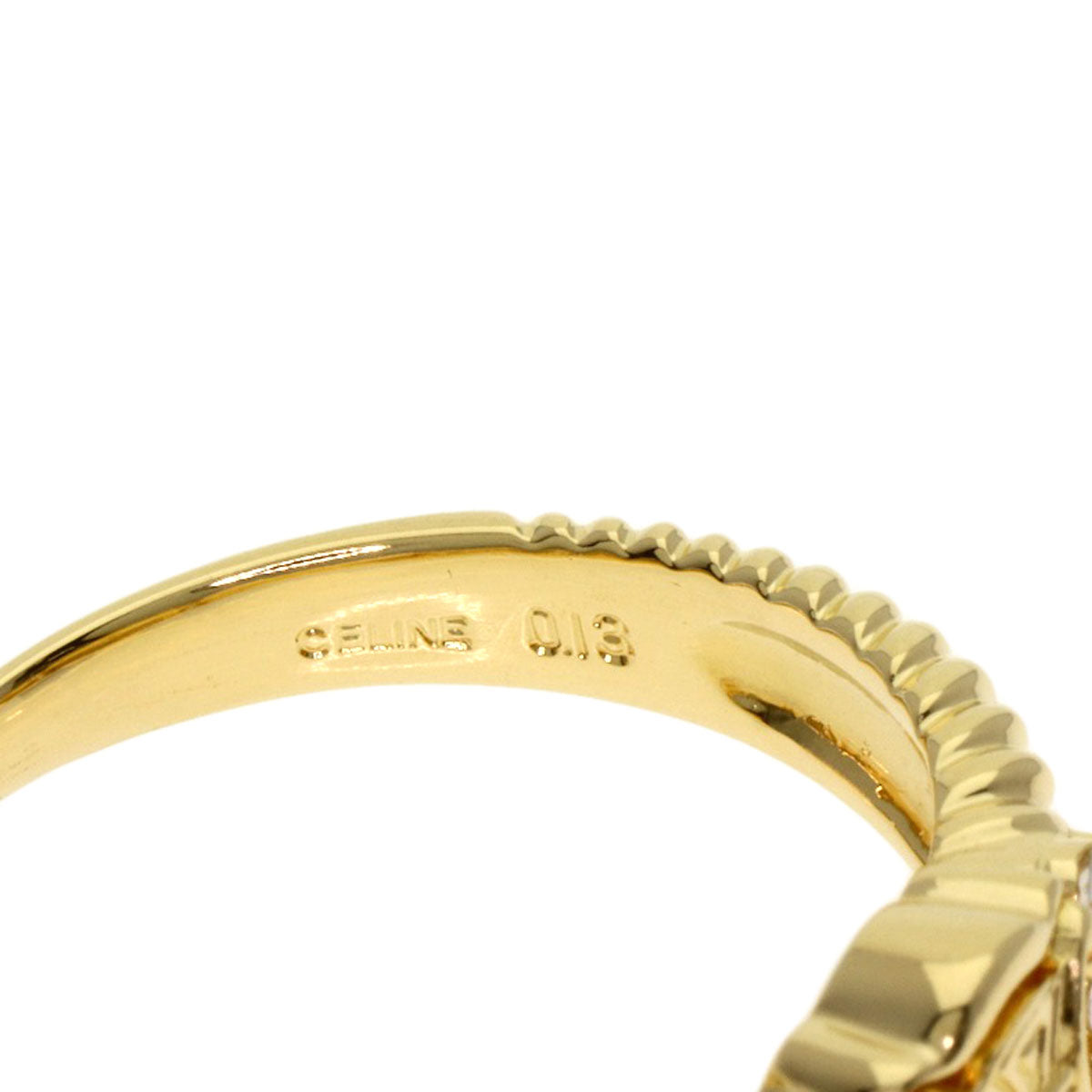 CELINE Macadam Diamond Ring K18 Yellow Gold Ladies [Used]