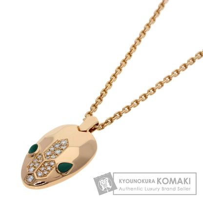 BVLGARI Serpenti Malachite Diamond Necklace K18 Pink Gold Ladies [Used]