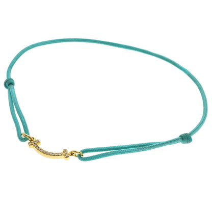 TIFFANY&Co. T Smile Mini Diamond Blue Code Bracelet K18 Yellow Gold Ladies [Used]