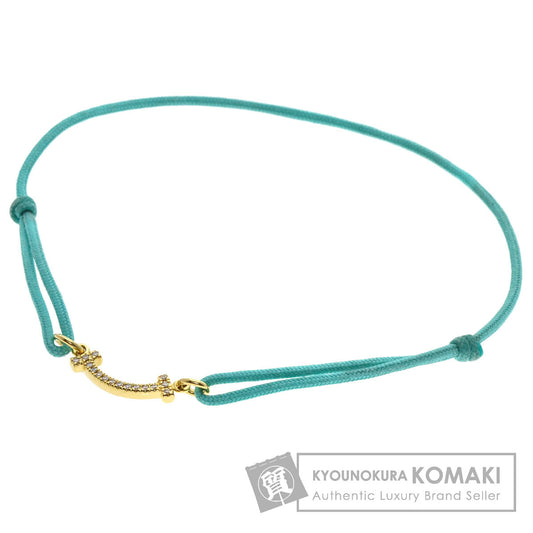 TIFFANY&Co. T Smile Mini Diamond Blue Code Bracelet K18 Yellow Gold Ladies [Used]