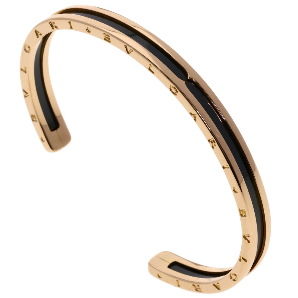 BVLGARI B.zero1 SM Black Ceramic Bracelet K18 Pink Gold Ladies [Used]