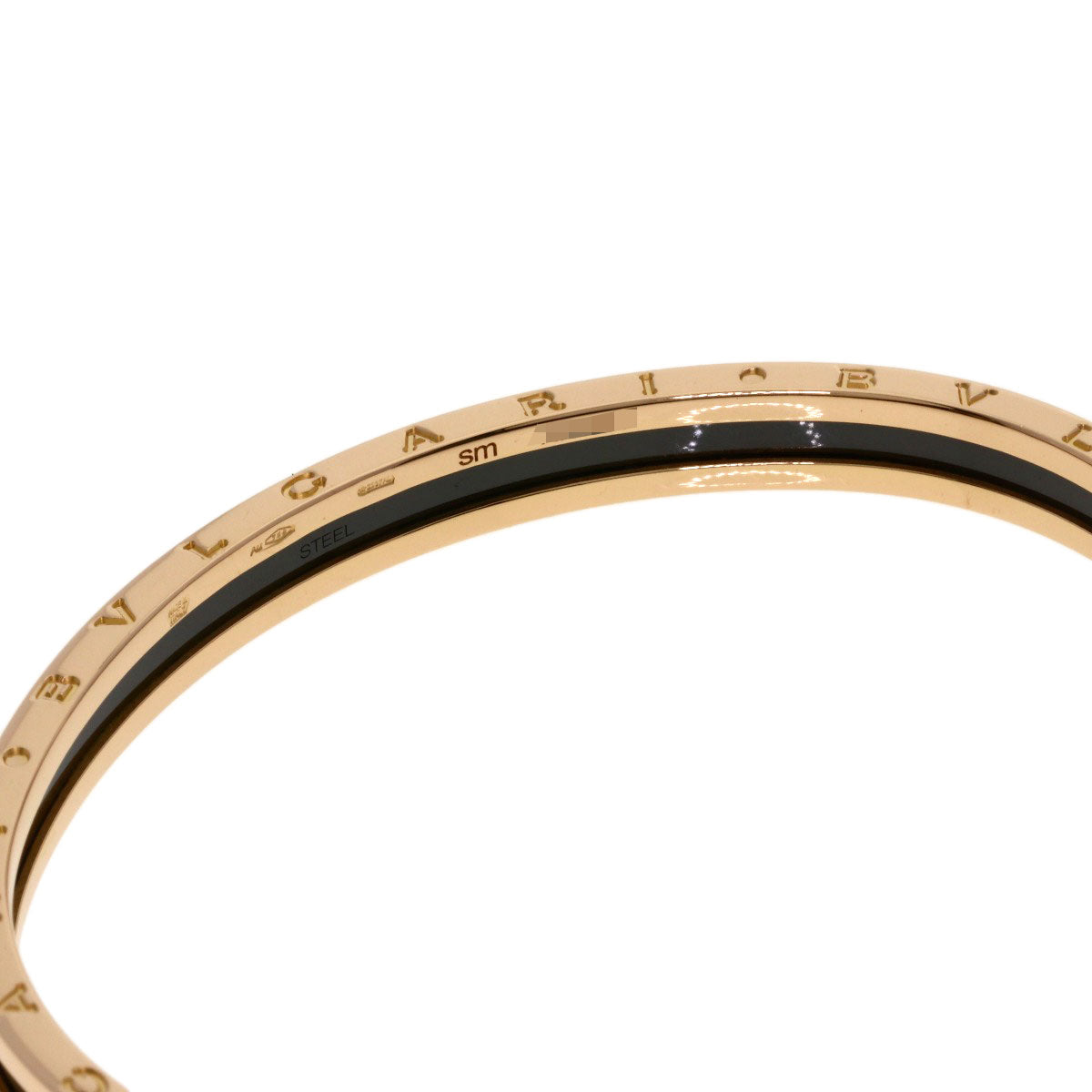 BVLGARI B.zero1 SM Black Ceramic Bracelet K18 Pink Gold Ladies [Used]