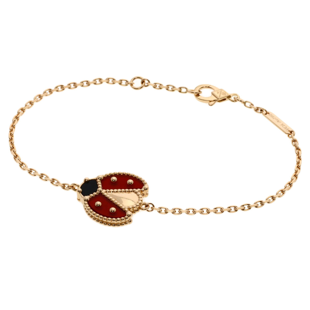 Van Cleef & Arpels Lucky Spring Open Wing Ladybug Onyx Carnelian Bracelet K18 Pink Gold Ladies [Used]