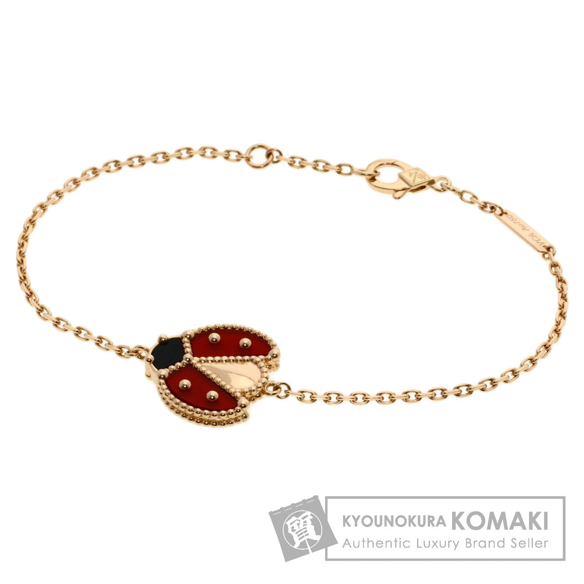 Van Cleef & Arpels Lucky Spring Open Wing Ladybug Onyx Carnelian Bracelet K18 Pink Gold Ladies [Used]
