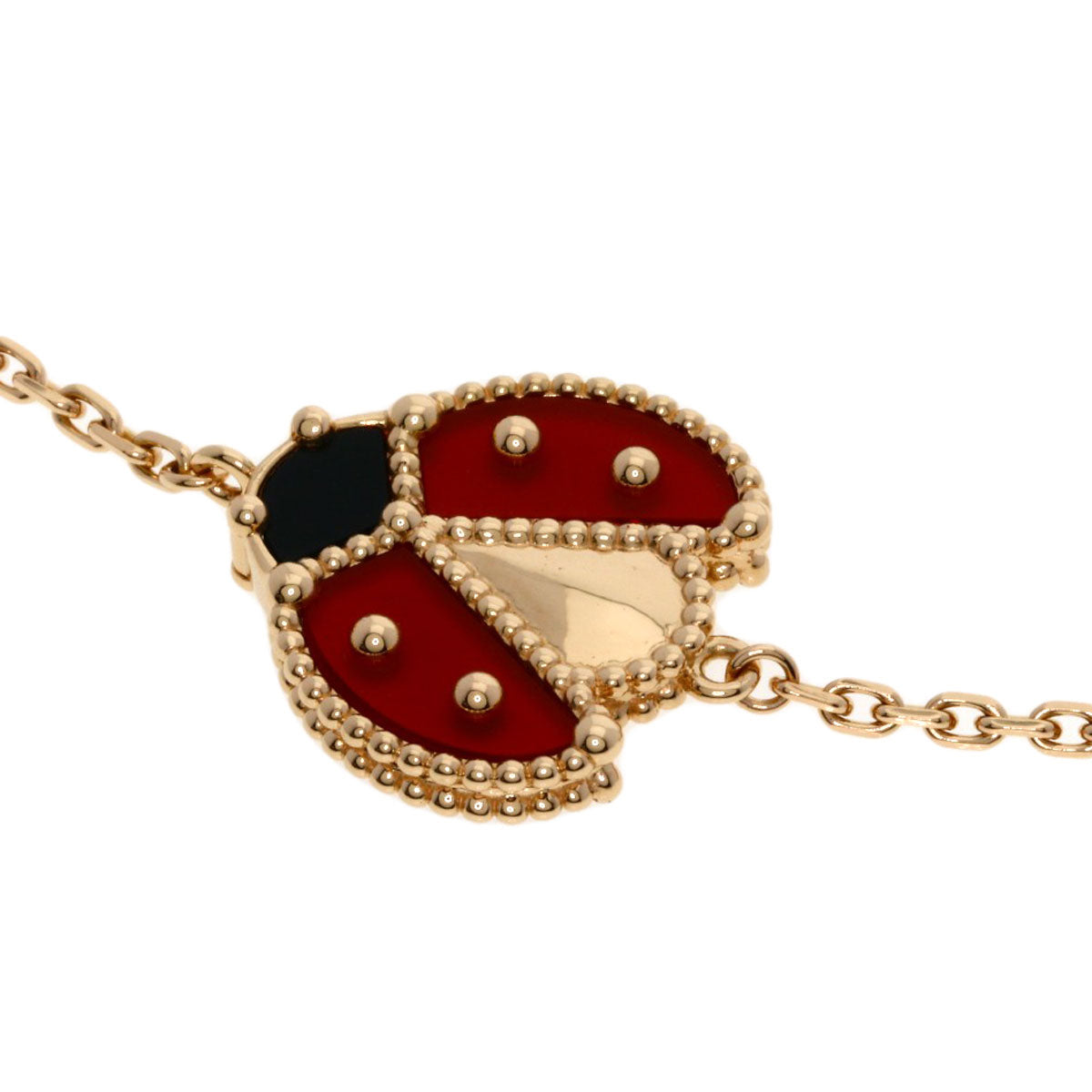 Van Cleef & Arpels Lucky Spring Open Wing Ladybug Onyx Carnelian Bracelet K18 Pink Gold Ladies [Used]