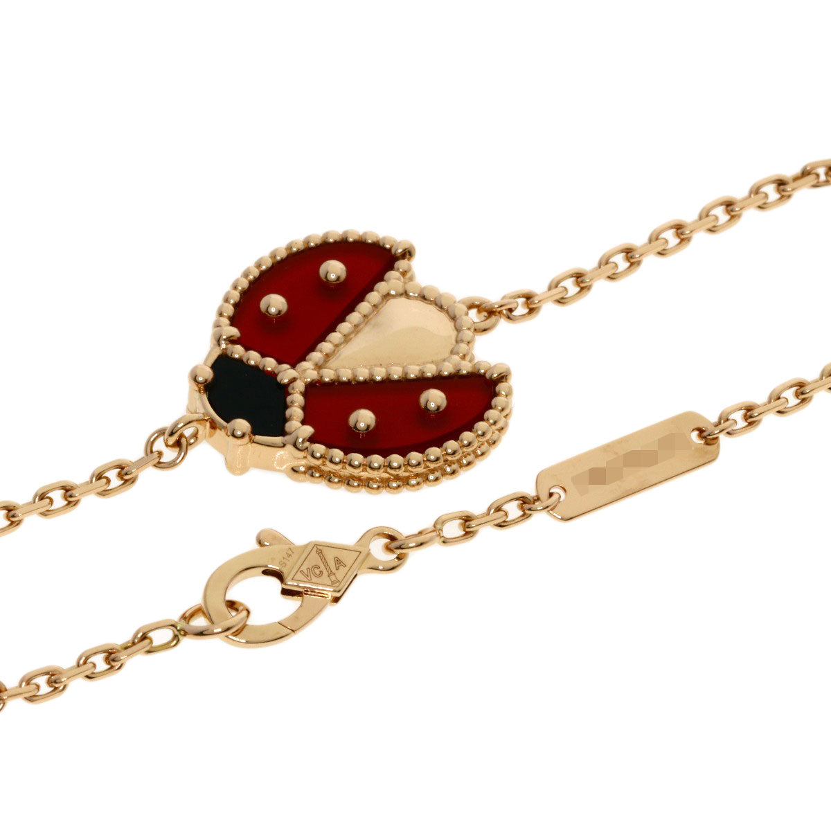 Van Cleef & Arpels Lucky Spring Open Wing Ladybug Onyx Carnelian Bracelet K18 Pink Gold Ladies [Used]