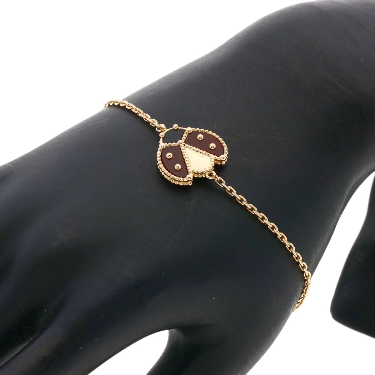Van Cleef & Arpels Lucky Spring Open Wing Ladybug Onyx Carnelian Bracelet K18 Pink Gold Ladies [Used]