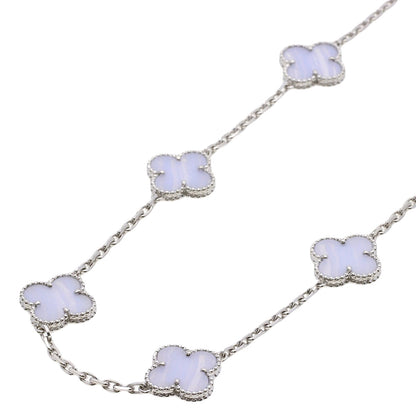 Van Cleef & Arpels Vintage Alhambra 10P Chalcedony Necklace K18 White Gold Ladies [Used]