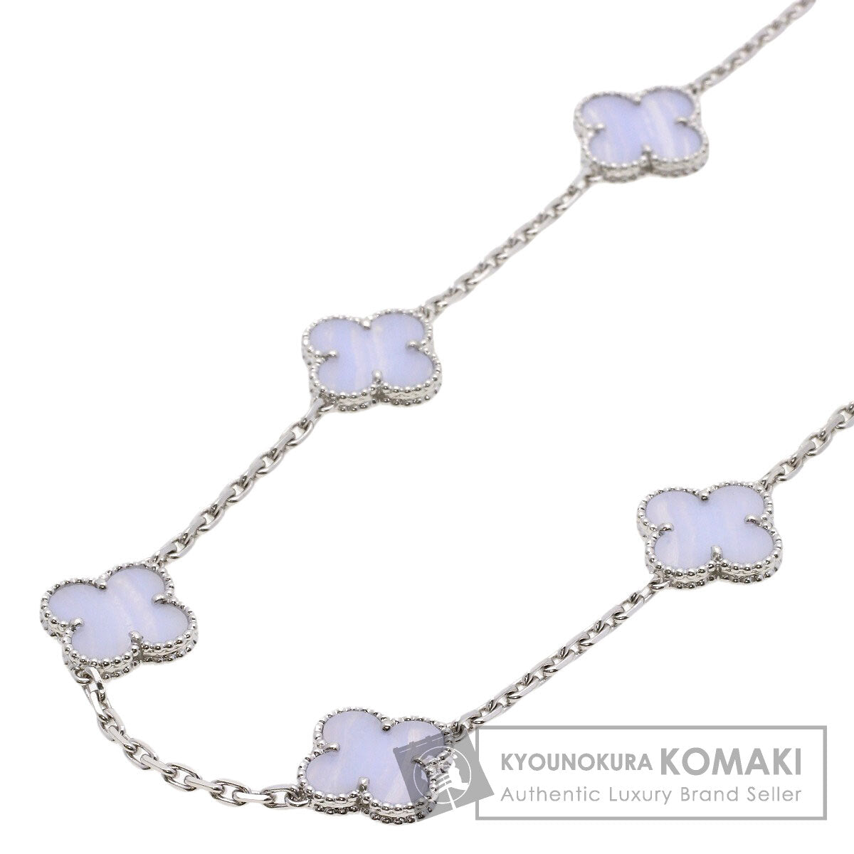 Van Cleef & Arpels Vintage Alhambra 10P Chalcedony Necklace K18 White Gold Ladies [Used]