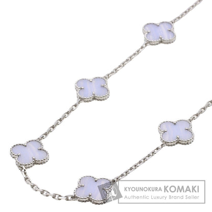 Van Cleef & Arpels Vintage Alhambra 10P Chalcedony Necklace K18 White Gold Ladies [Used]