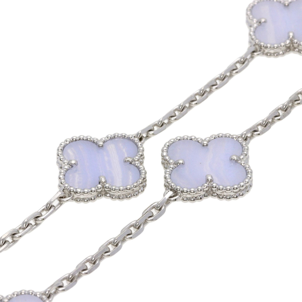 Van Cleef & Arpels Vintage Alhambra 10P Chalcedony Necklace K18 White Gold Ladies [Used]