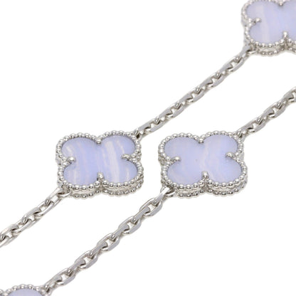 Van Cleef & Arpels Vintage Alhambra 10P Chalcedony Necklace K18 White Gold Ladies [Used]
