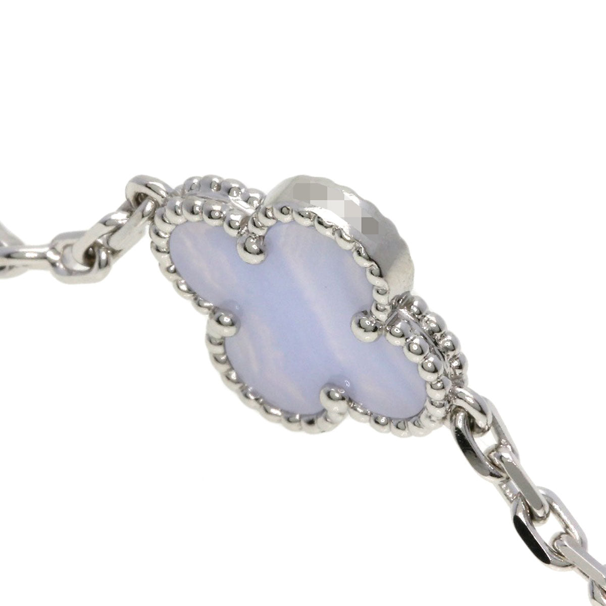 Van Cleef & Arpels Vintage Alhambra 10P Chalcedony Necklace K18 White Gold Ladies [Used]