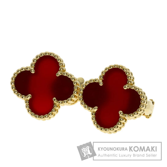 Van Cleef & Arpels Vintage Alhambra Carnelian earring K18 Yellow Gold Ladies [Used]