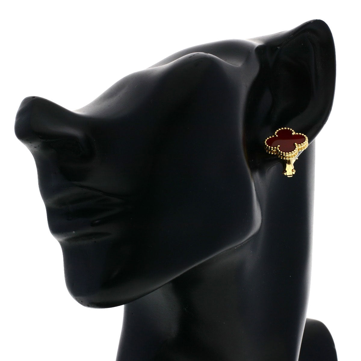 Van Cleef & Arpels Vintage Alhambra Carnelian earring K18 Yellow Gold Ladies [Used]