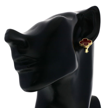 Van Cleef & Arpels Vintage Alhambra Carnelian earring K18 Yellow Gold Ladies [Used]