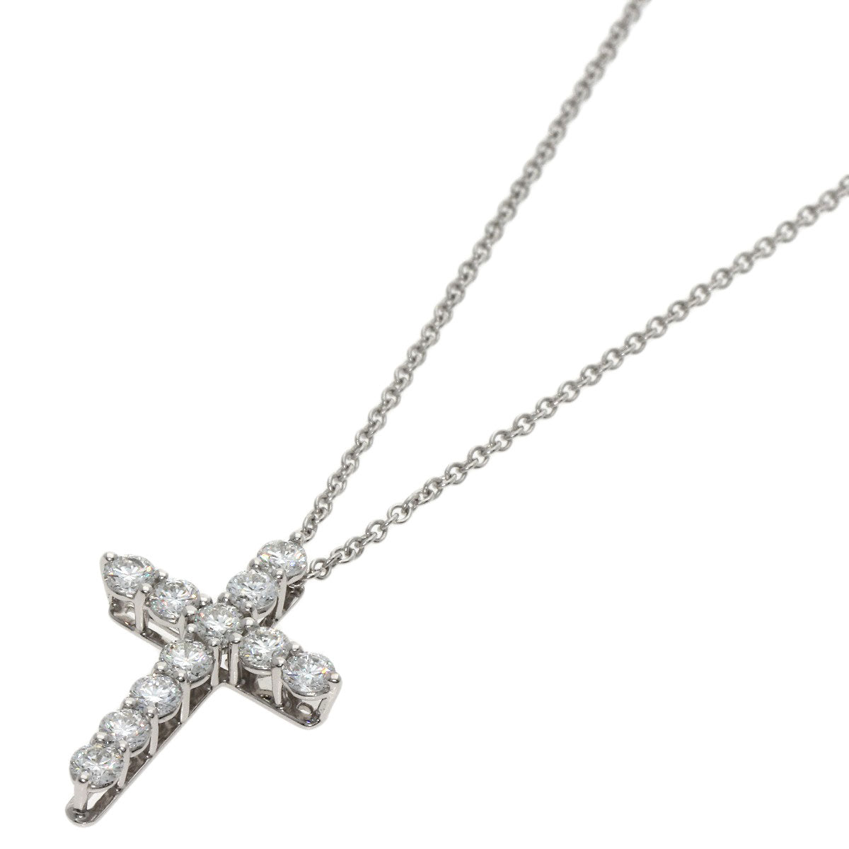 ティファニー クロス ダイヤモンド スモール ネックレス プラチナPT950 レディース 【中古】【TIFFANY&Co.】