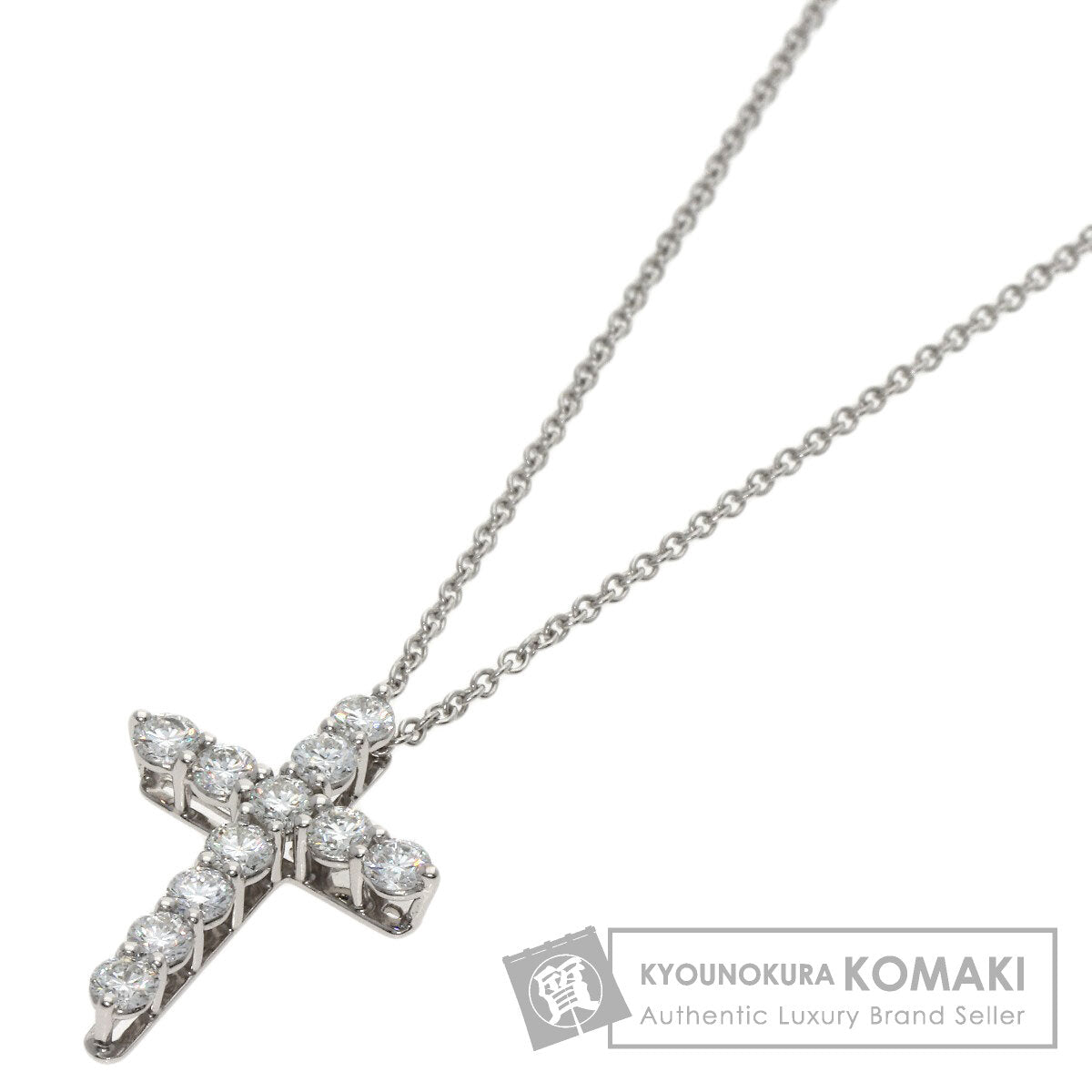 ティファニー クロス ダイヤモンド スモール ネックレス プラチナPT950 レディース 【中古】【TIFFANY&Co.】
