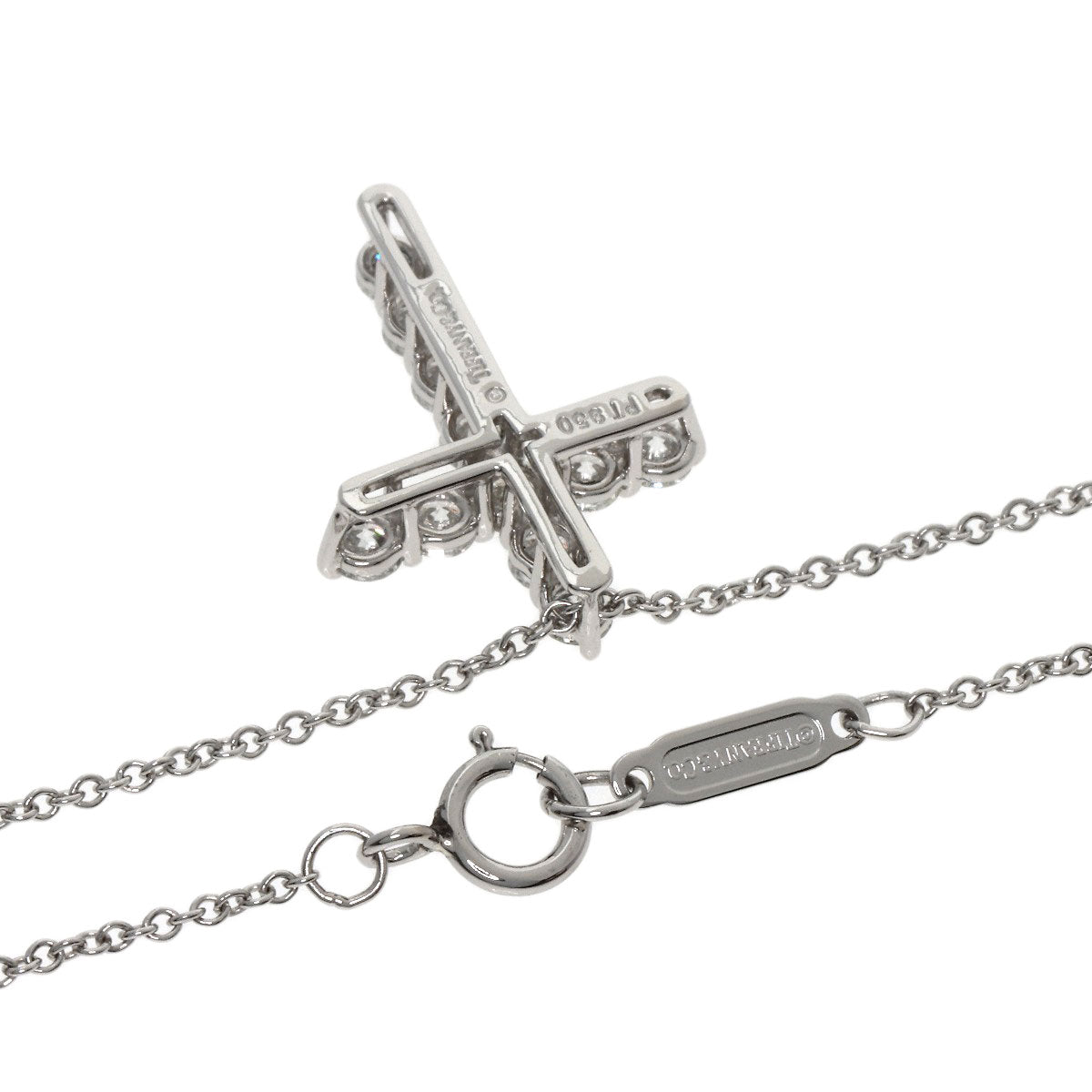 ティファニー クロス ダイヤモンド スモール ネックレス プラチナPT950 レディース 【中古】【TIFFANY&Co.】