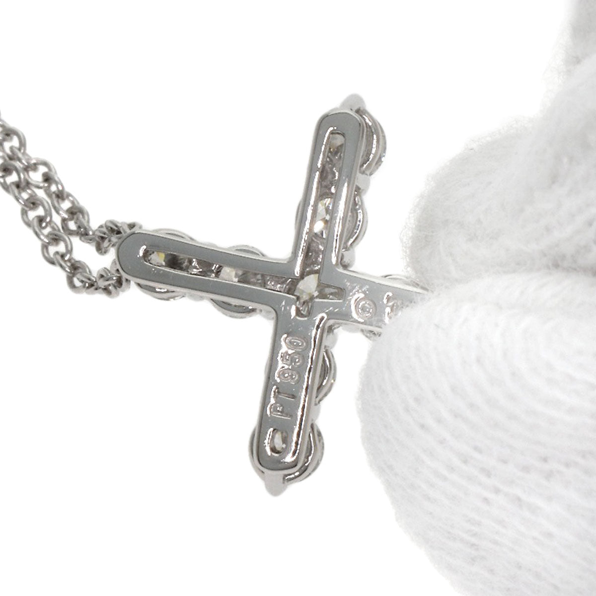 ティファニー クロス ダイヤモンド スモール ネックレス プラチナPT950 レディース 【中古】【TIFFANY&Co.】
