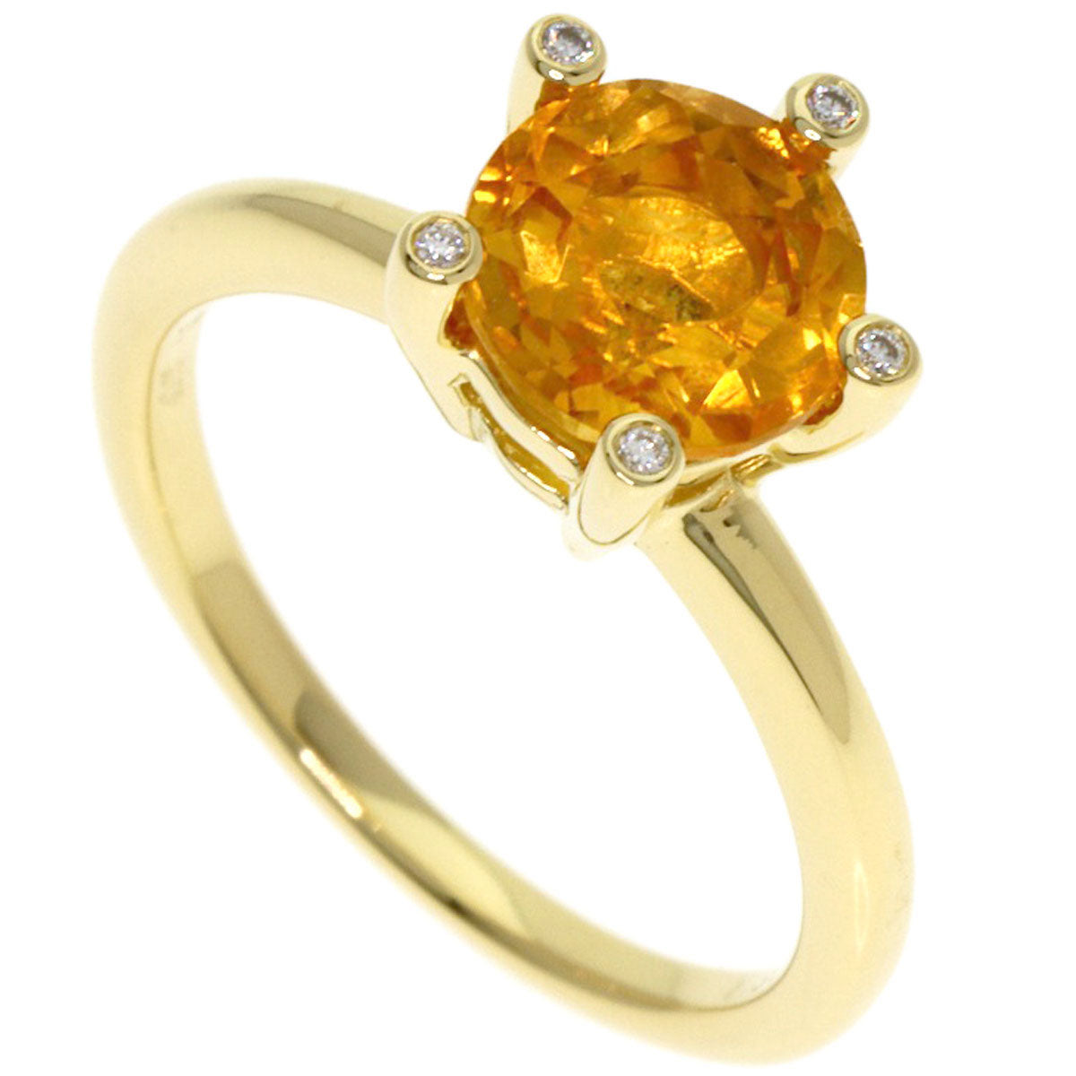Ponte Vecchio Citrin Diamond Ring K18 Yellow Gold Ladies [Used]