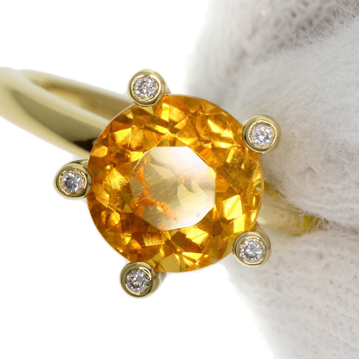 Ponte Vecchio Citrin Diamond Ring K18 Yellow Gold Ladies [Used]