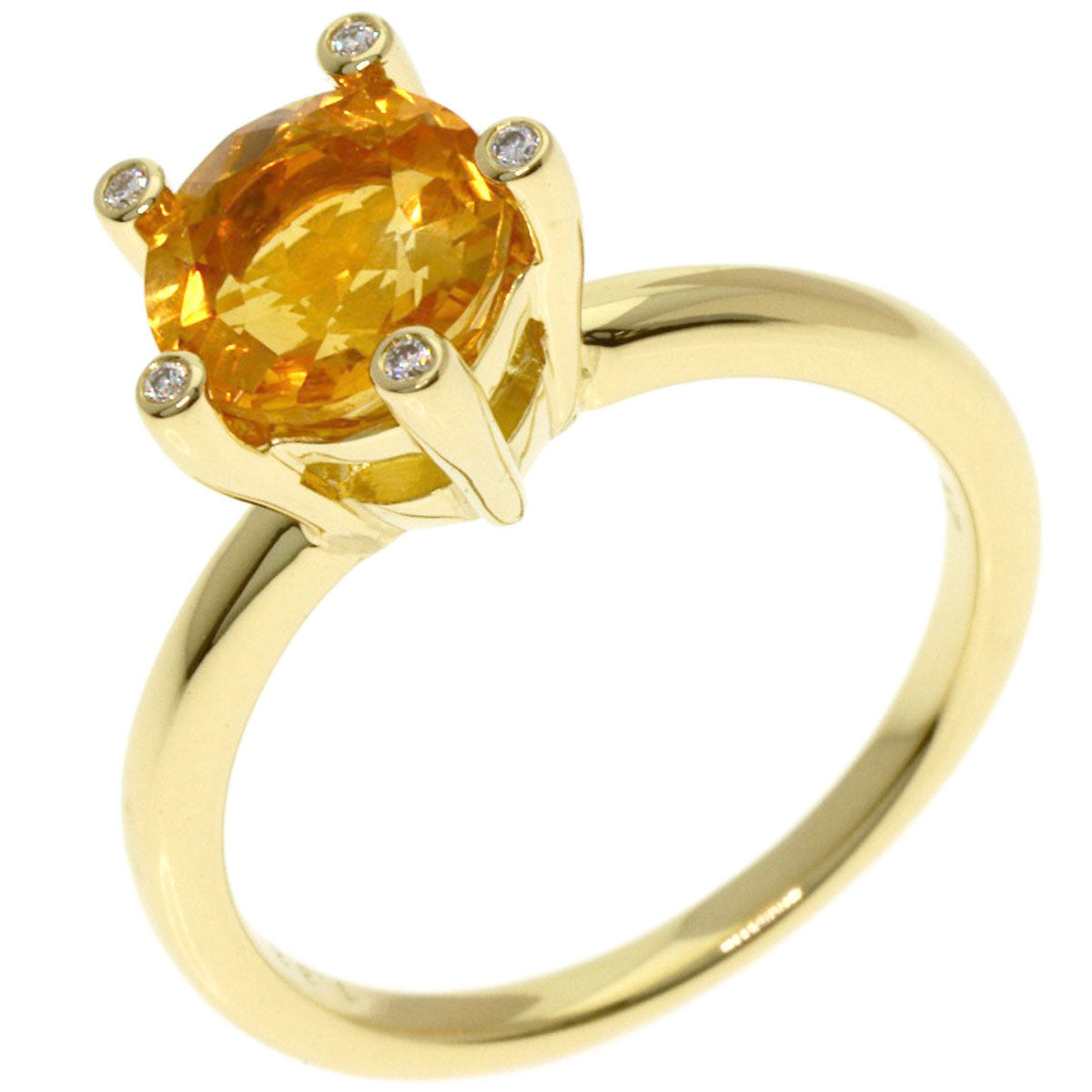 Ponte Vecchio Citrin Diamond Ring K18 Yellow Gold Ladies [Used]