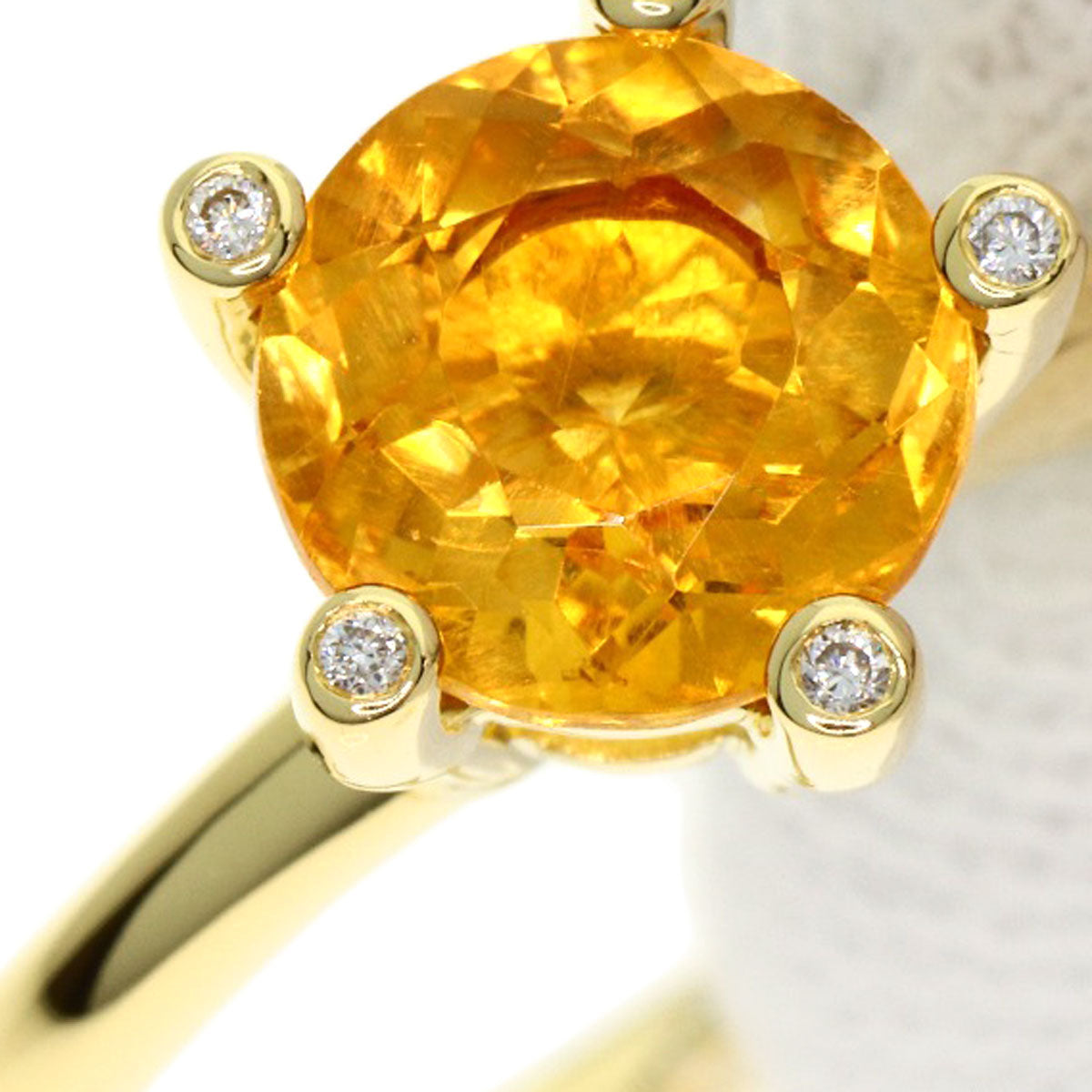 Ponte Vecchio Citrin Diamond Ring K18 Yellow Gold Ladies [Used]
